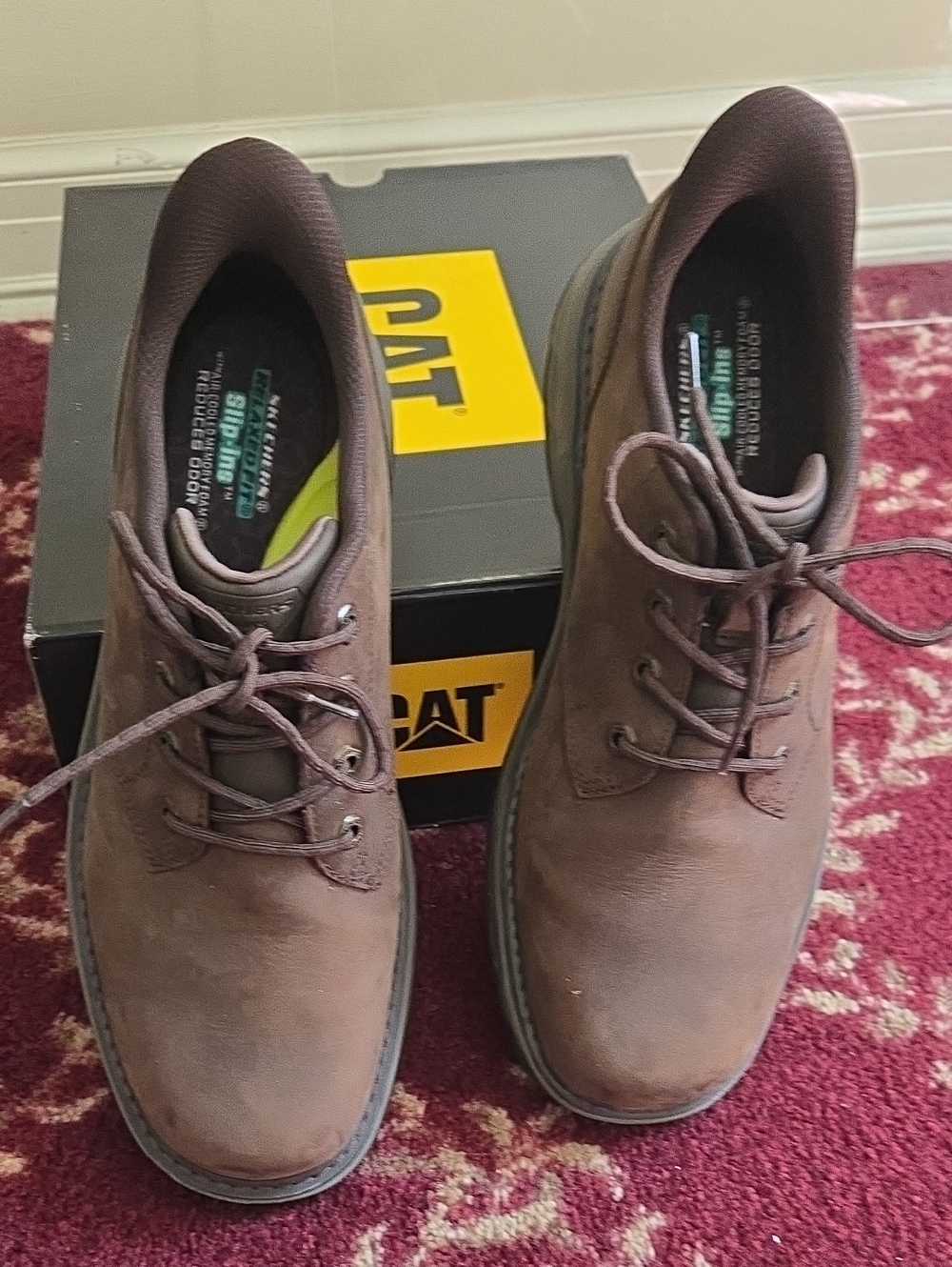 Skecjers Men’s Brown Leather Work Lace-Up Shoes
